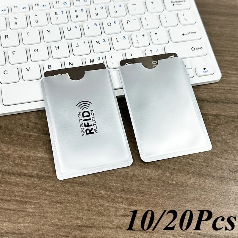 10/20Pcs Silver Anti Scan RFID Blocking Card Sleeves Credit Card Protector Wallet Portable Card Holder