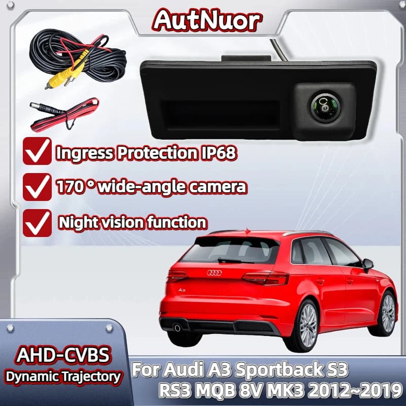 Per Audi A3 Sportback S3 RS3 MQB 8V MK3 Tronco Maniglia Telecamera di retromarcia 2012-2019 Visione notturna Vista posteriore Telecamera di parcheggio di backup CCD