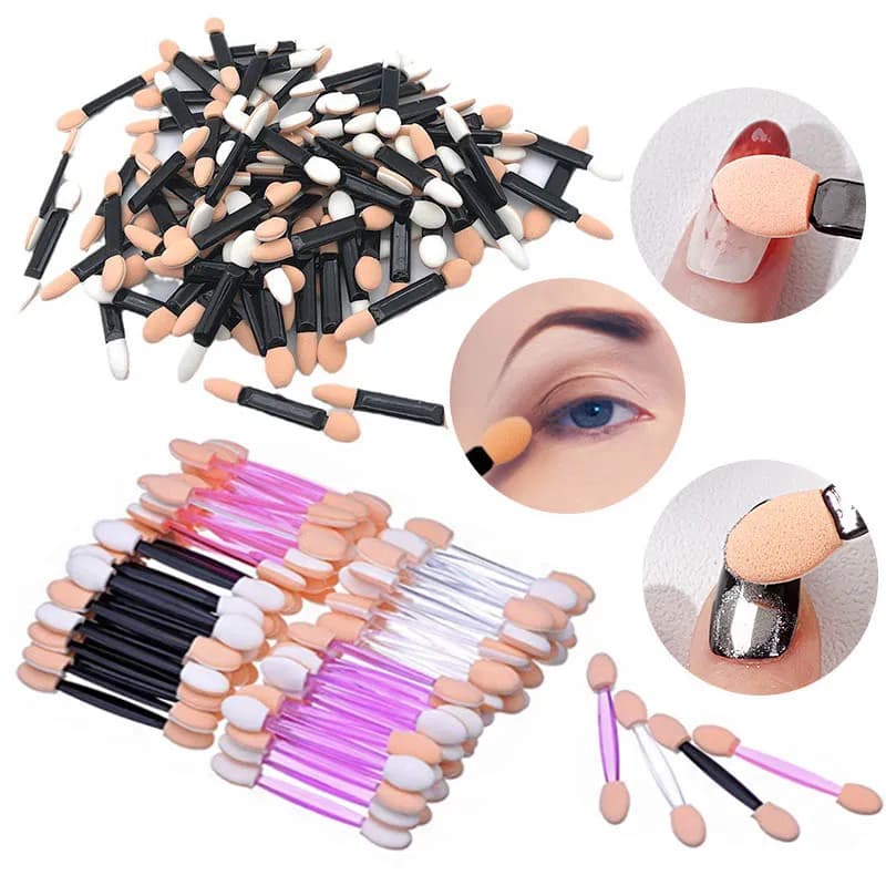 100/300/500PCS Disposable Eyeshadow Brushes Dual Sides Sponge Nail Powder Applicators Cosmetic Containers Length Makeup Tools