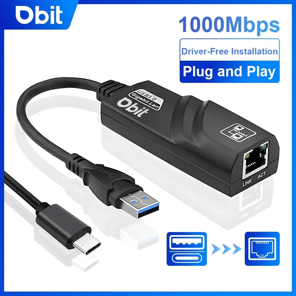 Adattatore Wi-Fi DBIT 3.0 USB HUB Ethernet da tipo C a RJ45 Scheda di rete Gigabit Mini PC Desktop Accessori per laptop Plug and Play