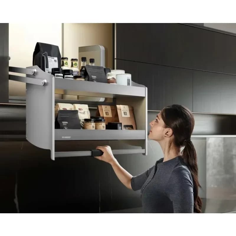 Multifunctional Kitchen Cabinet Organizer Double Wire Pull Shelves Dish Rack Bowl Lift-Down Basket Functional Hardware Storage