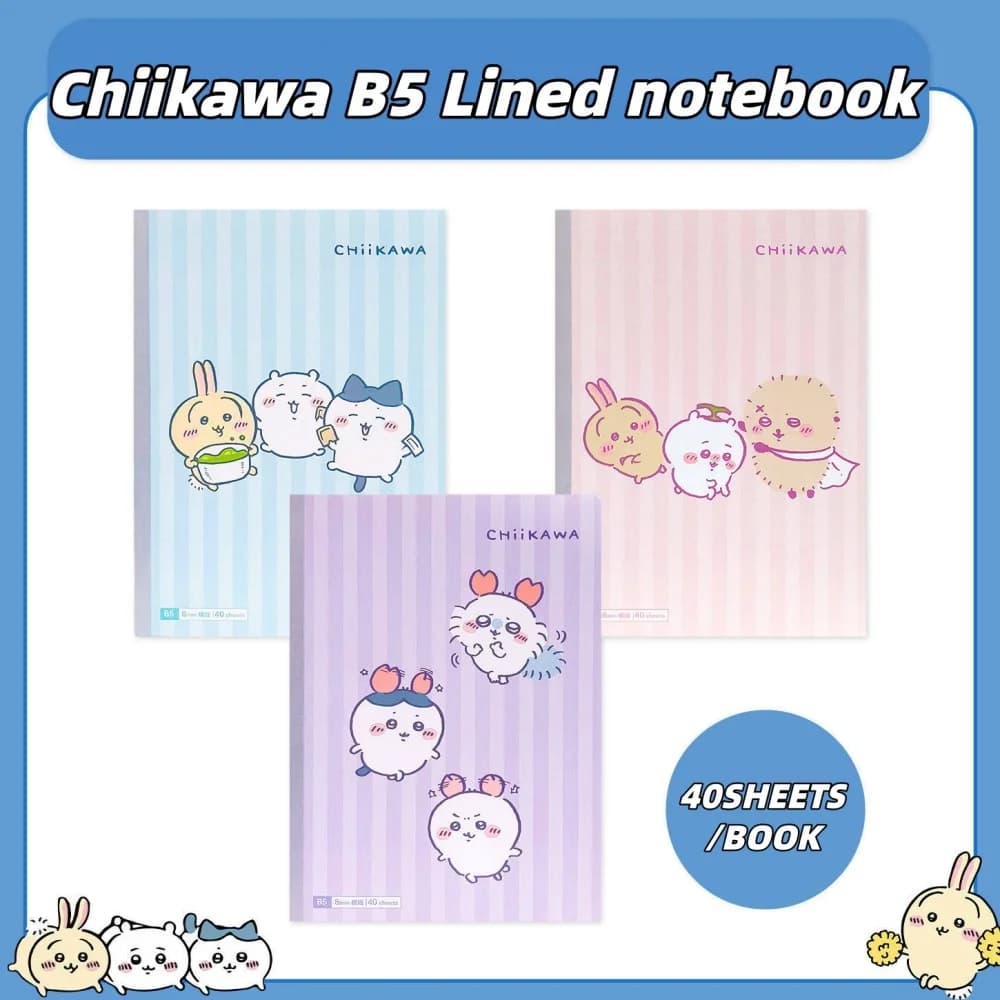 Genuine Chiikawa A5/B5 Lined Notebook Cartoon Hachiware Usagi Student Scrapbook Planner Diary Office Workbook Stationery Gifts