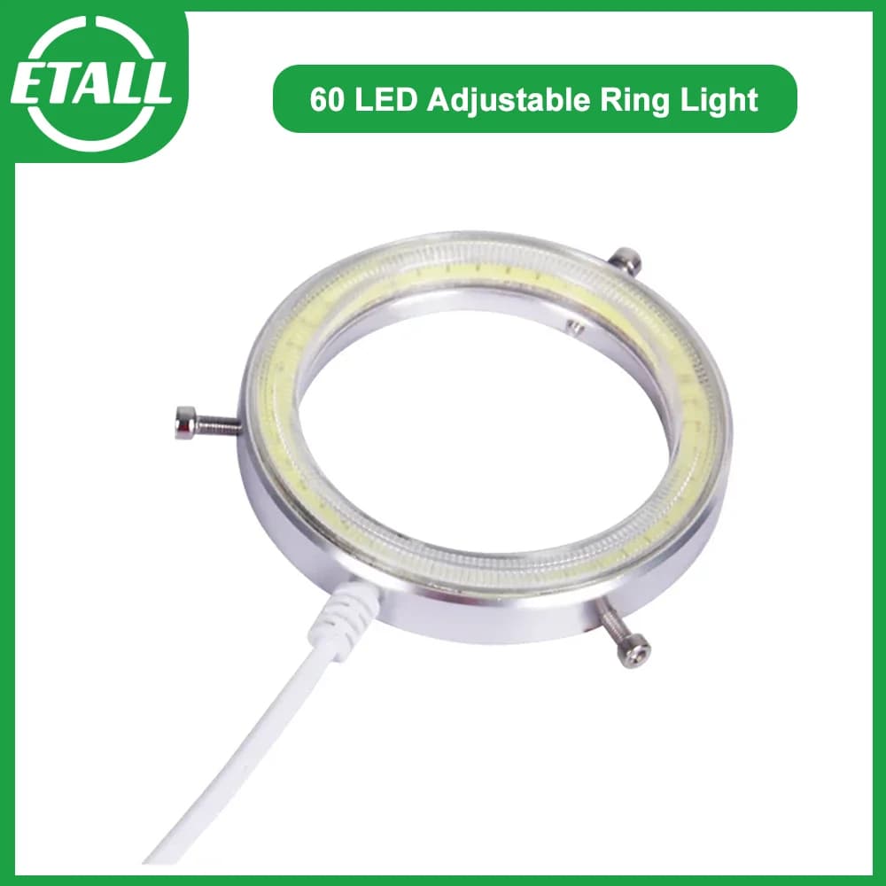 60 LED Ultra-thin Adjustable Ring Lighting Lamp for Microscopy USB Grip with ZOOM STEREO