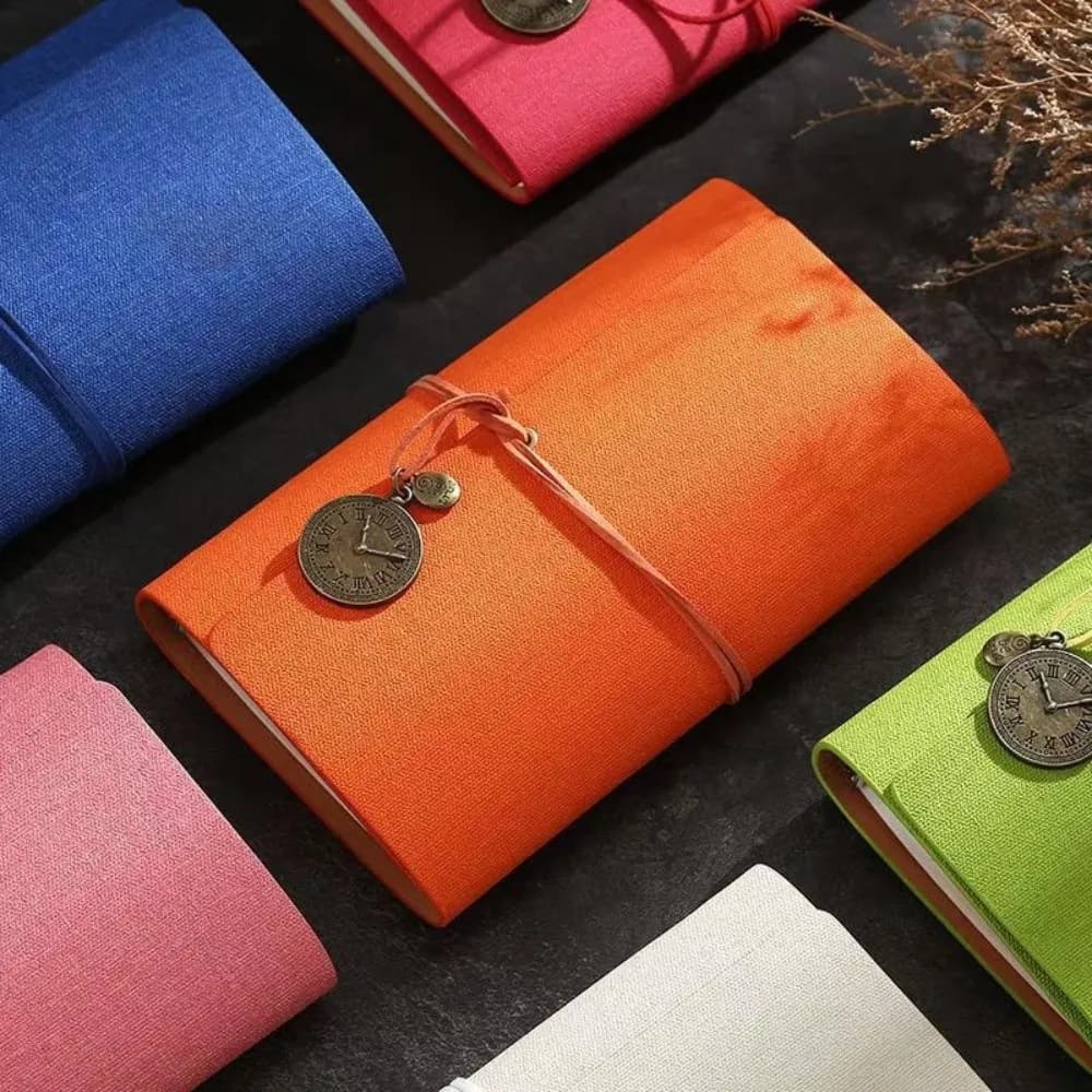 Stationery A6 Journal Notebook 6 Ring Retro Clock Pendant Loose Leaf Binder Refillable Vintage Pocket Planner Students
