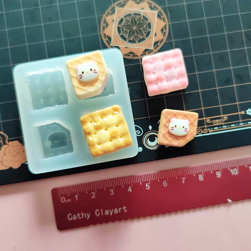 Little Cat Soda Cream Biscotto Stampo in silicone Ceramica Argilla polimerica Giocattolo alimentare Stampi fai da te