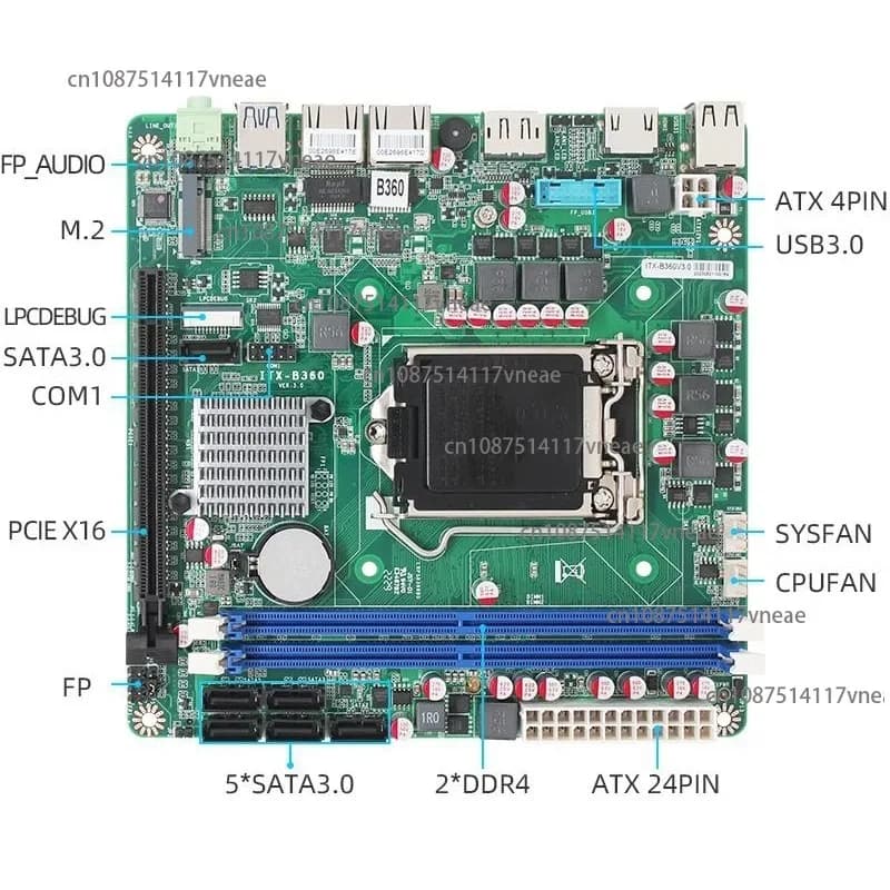 Scheda madre MW-ITX-B360 2 porte di rete da 2,5 g 6 x SATA 2 x M.2 Archiviazione disco rigido nas Qunhui