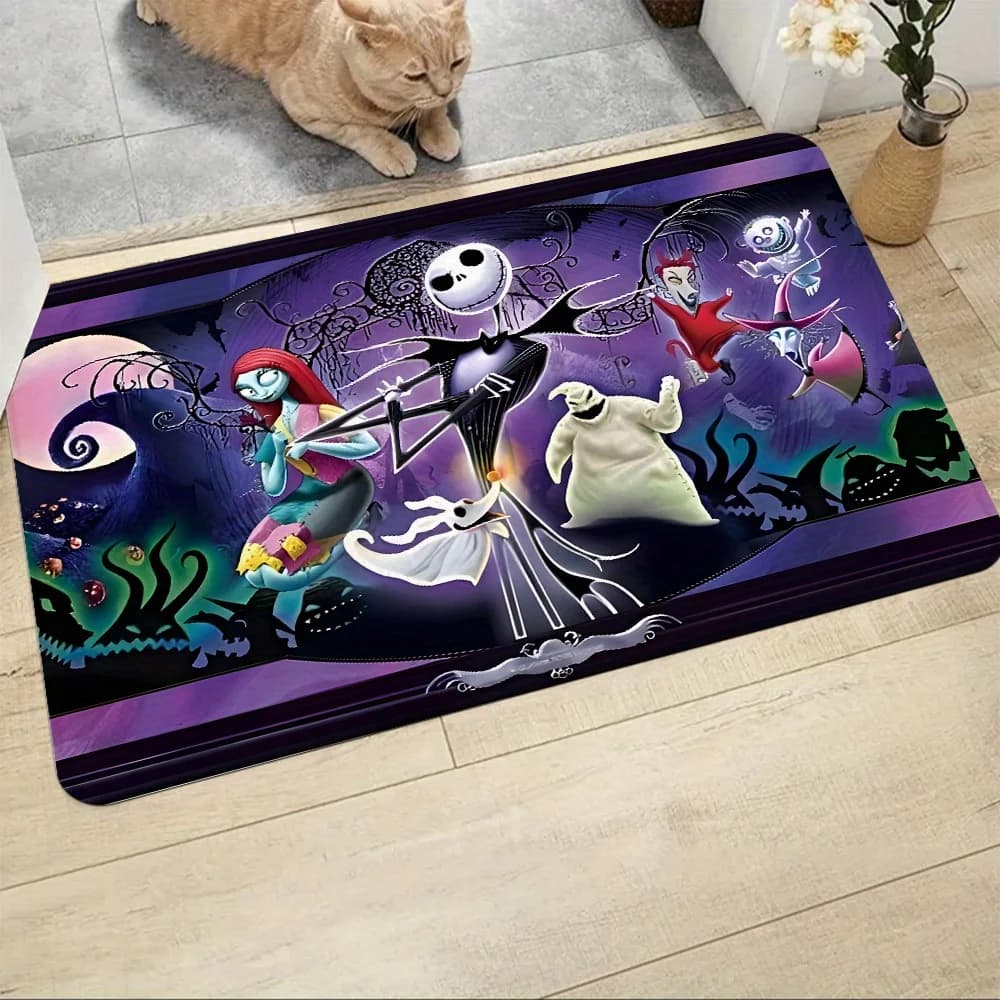 1 tappetino per porta di benvenuto con scheletro di Jack per Halloween, lavabile, antiscivolo, assorbente, adatto per uso interno ed esterno, perfetto per