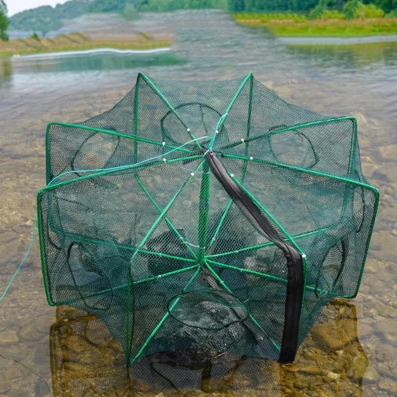 Foldable Mesh Fishing Cage Trap, Cast Net Catcher for Crayfish Crab Shrimp Eel Fishing Tackle