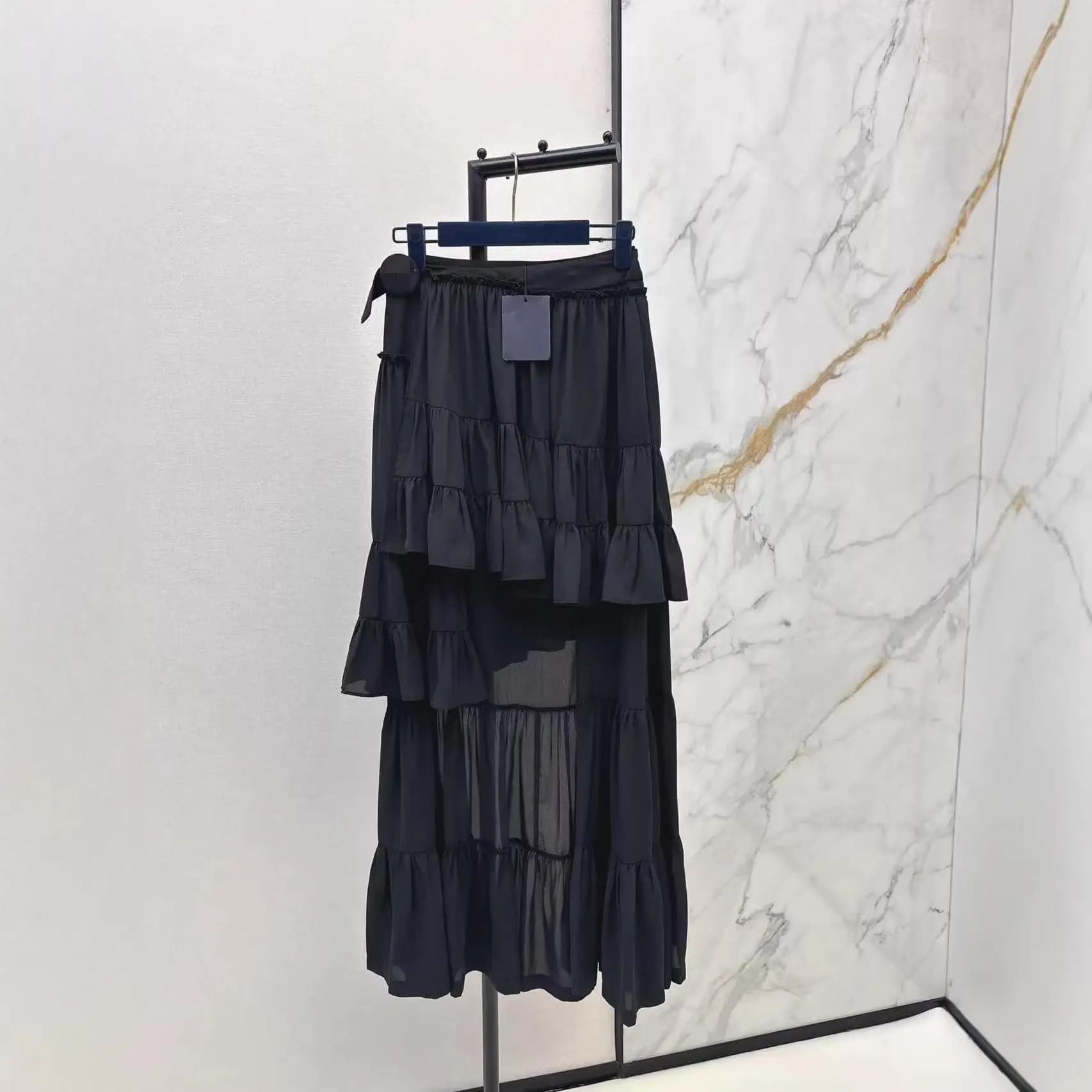 Elegant High Waist Asymmetrical Skirt Floating Skirt Name Lady Early Spring Breeze South Style City Walk PVC Fabric Batwing Type