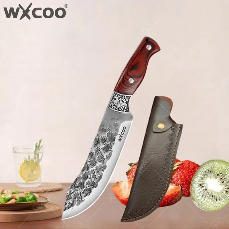 WXCOO Kitchen Accessories Hand-Forged Butcher Knife Stainless Steel Boning Knife Wooden Handle Kitchen Meat Cleaver Knife 1~6PCS