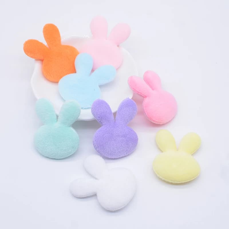 24 Pz 3.2*4 cm Double Sided Pelle Scamosciata Peluche Kawaii Coniglio Appliques per Vestiti Cappello Leggings Toppe E Stemmi Per Cucire FAI DA TE Copricapi Accessori