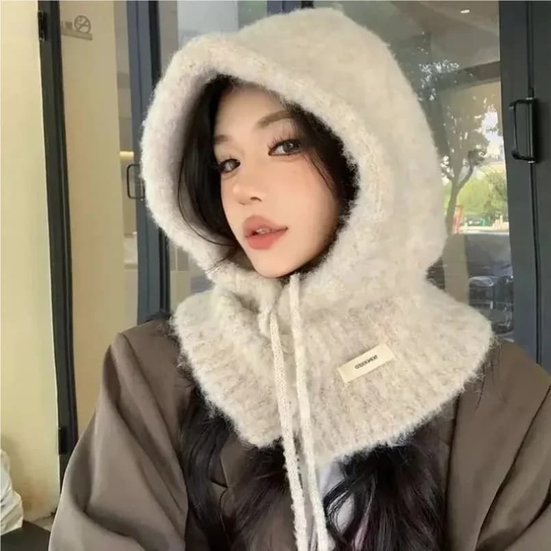 1Pc Fashion Hat Maid Maid Scarf Set Autumn Winter Warm Protection For Sunglasses Girl Hat Cold Time Cycling Hiking