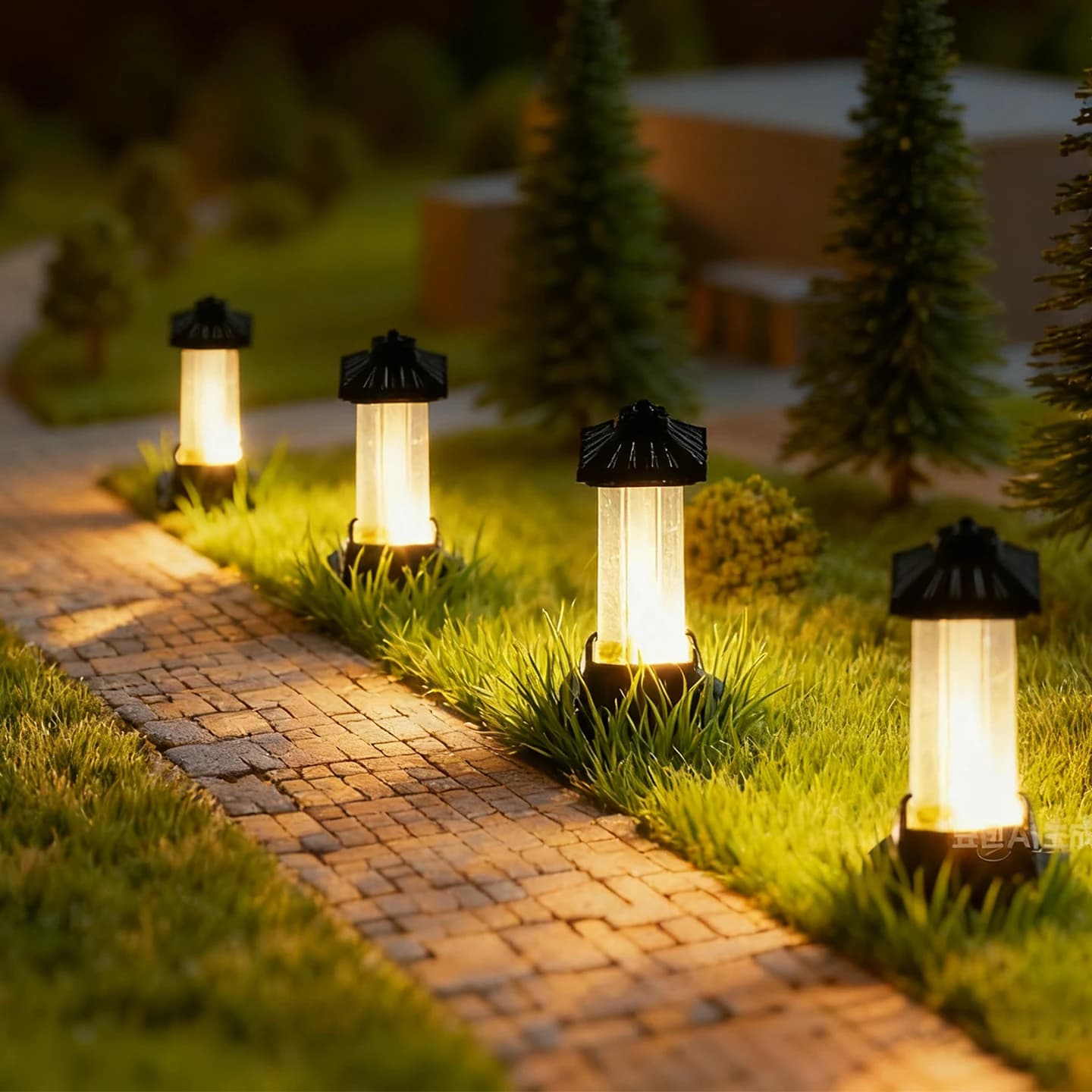 6 pezzi in miniatura lampada da prato per erba modello di palo ferroviario treno stradale luce a LED per casa delle bambole micro paesaggio fata accessori da giardino
