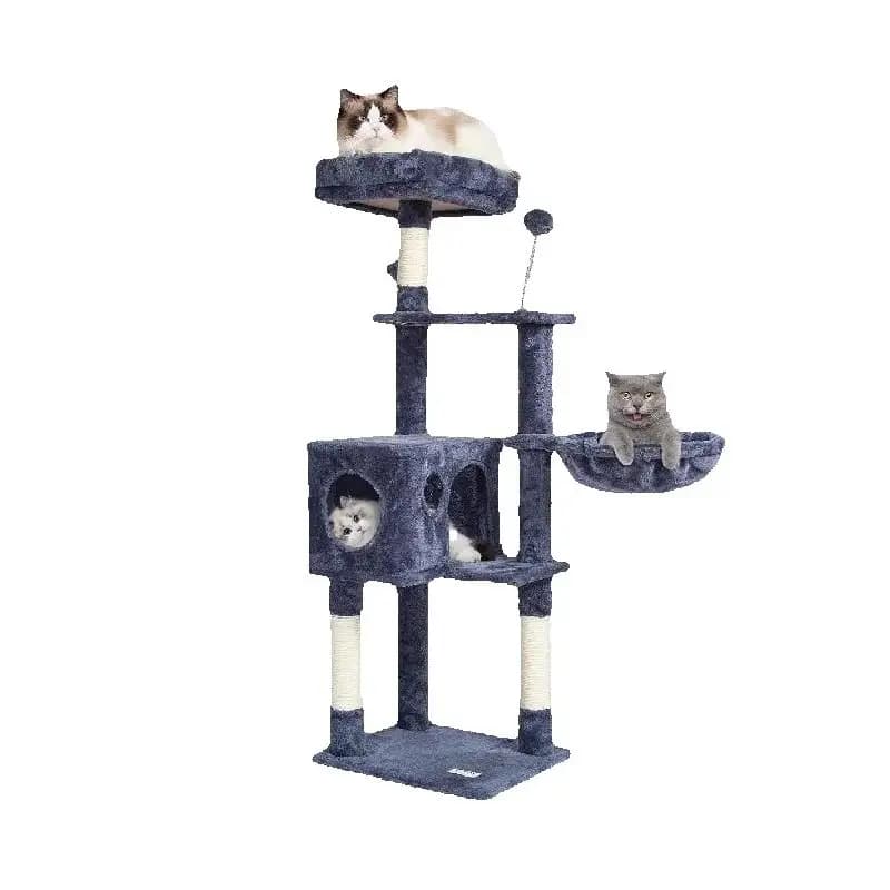 SucceBuy Albero per gatti per gatti da interni Torre per gatti con gatto Condo Tiragraffi in sisal HammockTop Piattaforma per saltare persico Grigio scuro