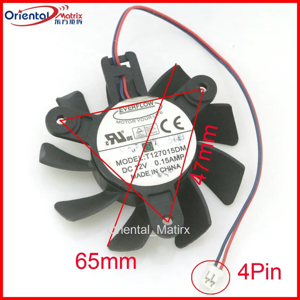Spedizione gratuita T 127015 DM 65mm 47*47*47mm 12V 0.15A 2Wire 2Pin HD4830 HD4850 Ventola di raffreddamento VGA per scheda grafica/video