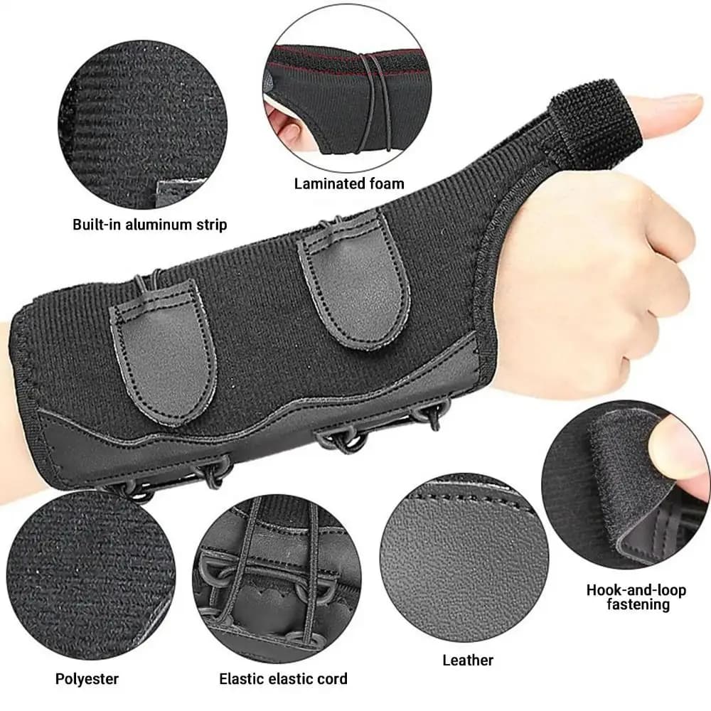 Tutore da polso ergonomico con manica per pollice, tendinite, stecca flessibile, protezioni per il polso, fascia traspirante, supporto per barra metallica
