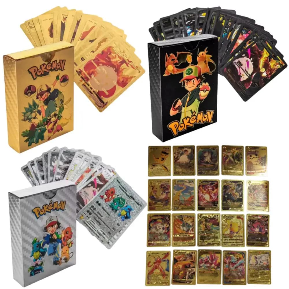 55PCS Pokémon Cards Vmax GX Gold Foil Flash Box Party Interactive Game English Spanish Funny Game Battle Collection Ca! *&