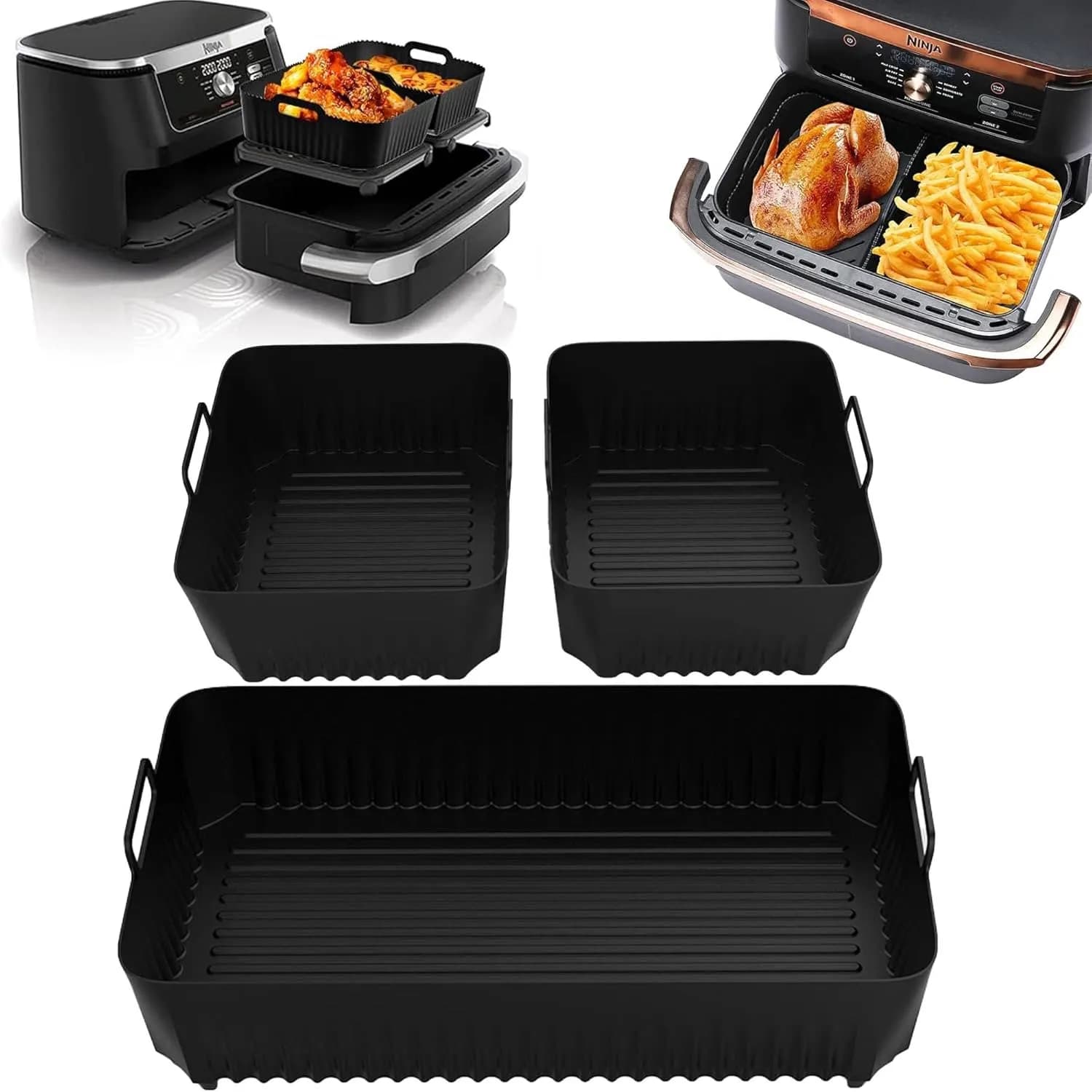 Grandi rivestimenti in silicone per friggitrice ad aria Ninja Flex Drawer, accessori per friggitrice ad aria AF500UK 10.4L con set da 5.2L