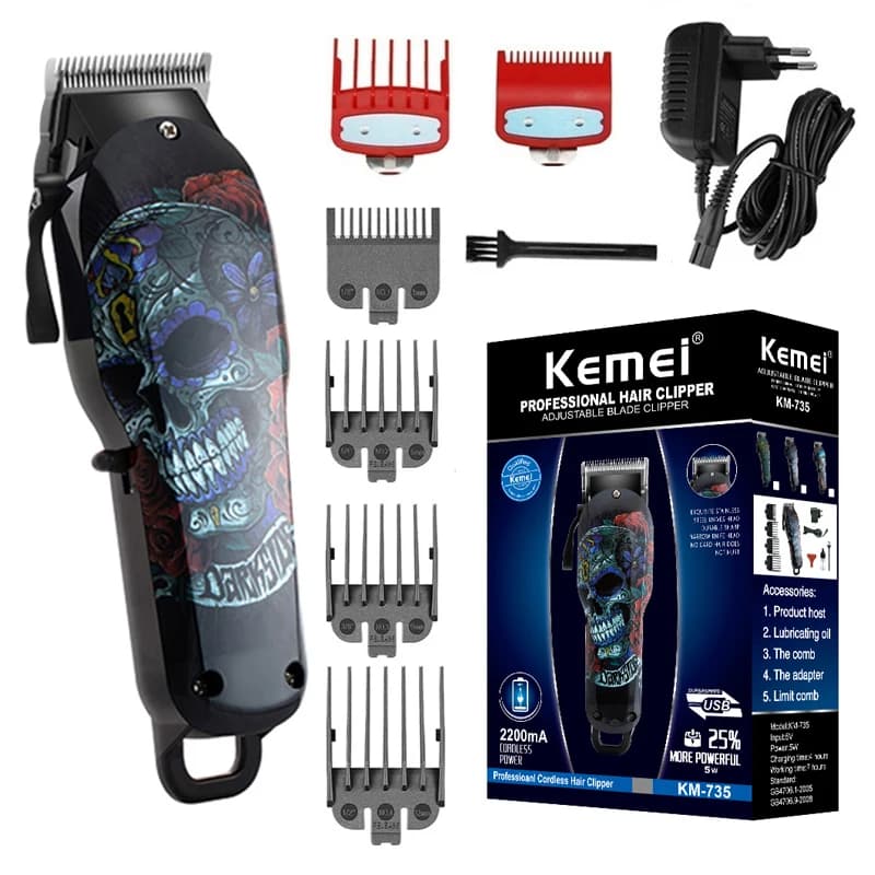 Kemei Cordless Professional Haircut Electric Haircut Powerful Shaving Machine For Hair Cutting Lithium Battery 100v-240v