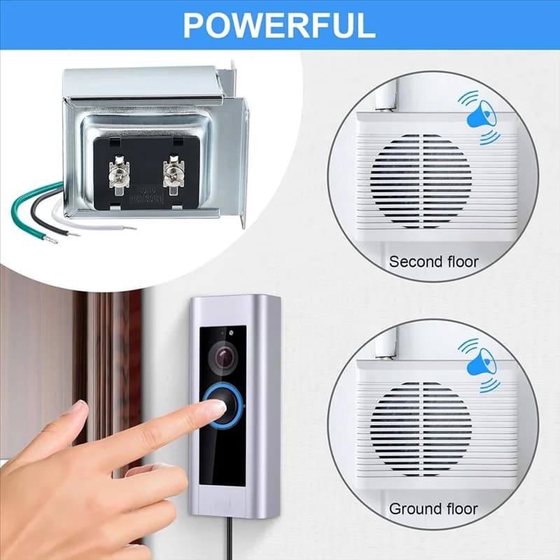 B08B-trasformatore per campanello facile da installare 16V 30VA compatibile con campanello video cablato ad anello-per trasformatore per campanello per porta di casa