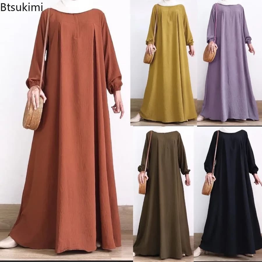 2026 Abaya musulmano modesto per le donne Manica lunga Casual Maxi abito Ramadan Caftano Robe Abbigliamento islamico Eid Party Jalabiya Caftano