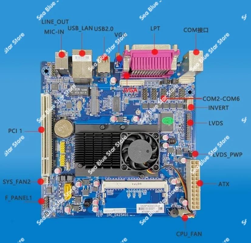 Scheda Madre per Acquisizione Dati Nuova D525, Mini Scheda Madre per Controllo Industriale, Registratore di Cassa, Alimentatore ATX, Macchina Pubblicitaria, PCI