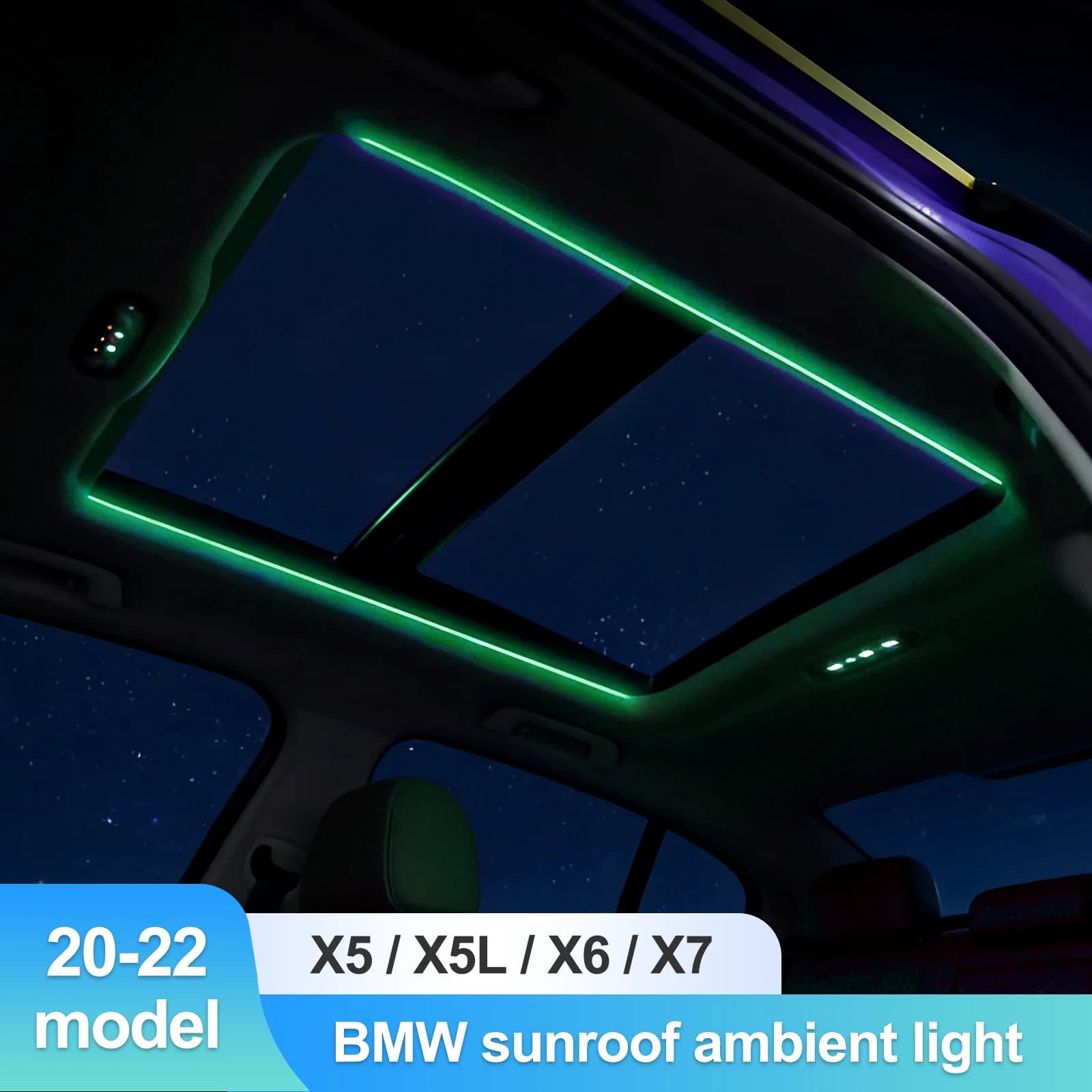 Luce Ambientale Ezonetronics per BMW X5 X5L G05 X6 G06 X7 G07 2020-2022, Striscia LED Laterale per Tetto Panoramico, 11 Colori Plug&Play