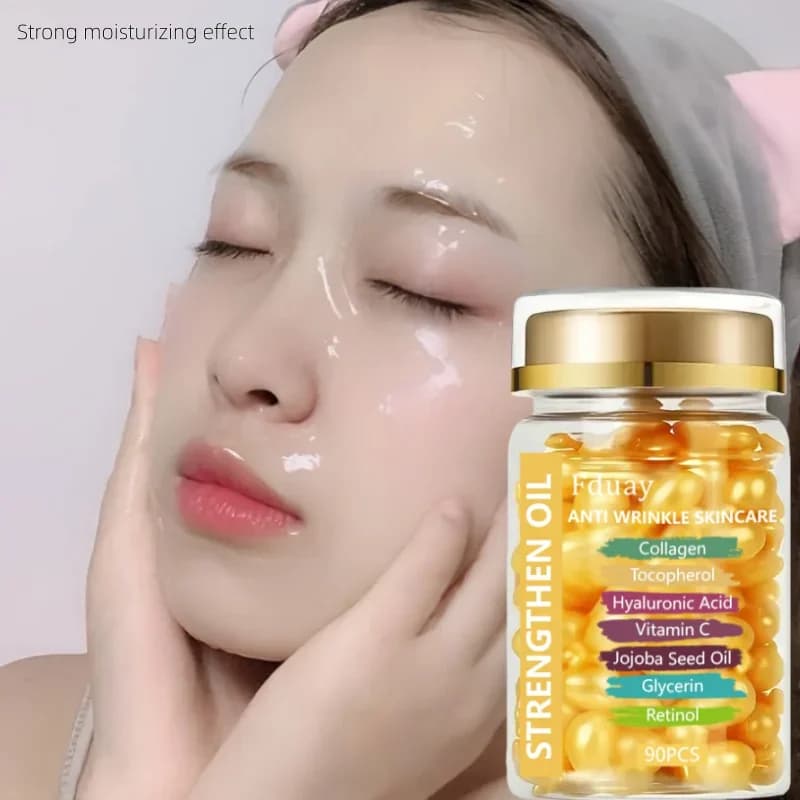This essence capsule is enriched with Vitamin C, Vitamin E, and moisturizing collagen ingredients; it replenishes the skin with