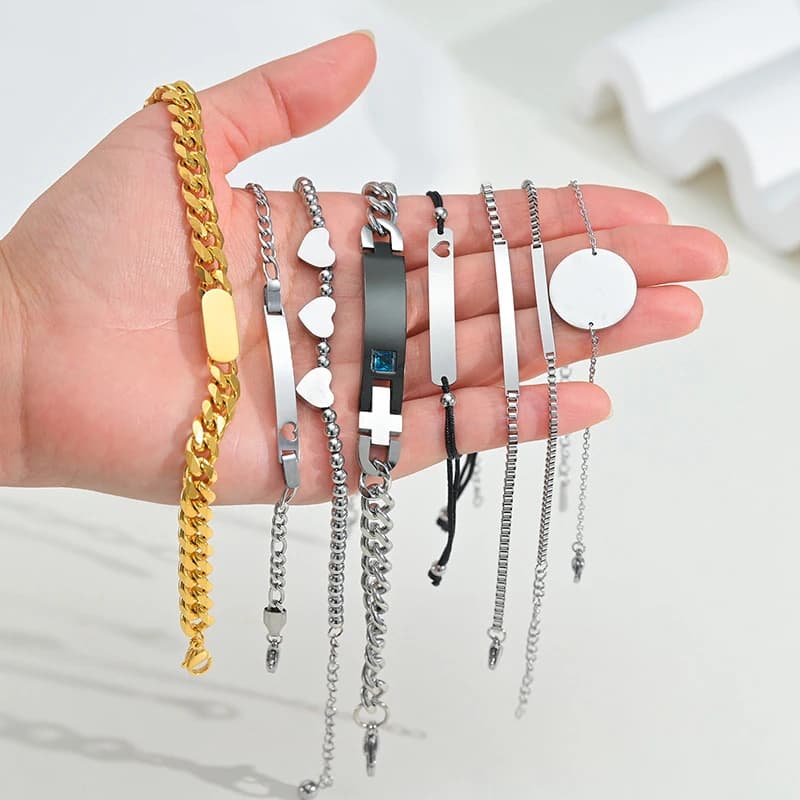Braccialetti con barra vuota in acciaio inossidabile Punk Hip Pop Catena spessa color oro per donna Uomo Gioielli per la famiglia di bambini Regali per coppie all'ingrosso
