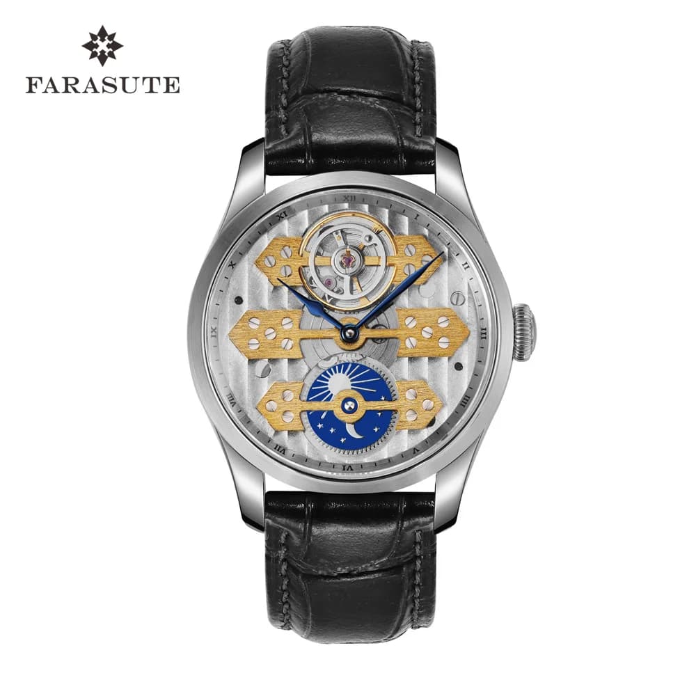 FARASUTE Nuovo Orologio Meccanico Manuale Casual da 39mm per Uomo, Lussuoso con Vetro Zaffiro e Indicatore Giorno/Notte, Orologio da Polso reloj hombre