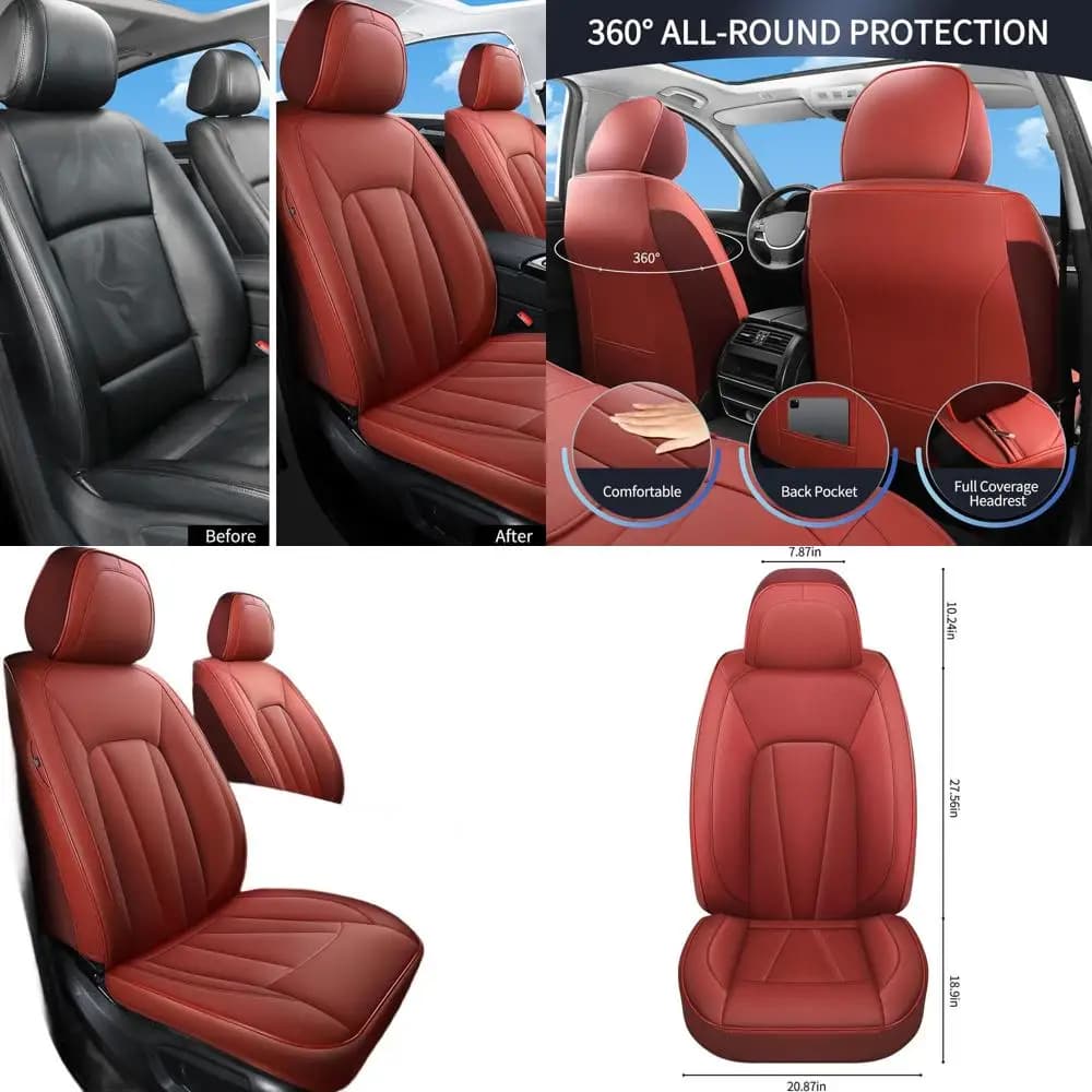 Waterproof and Breathable Luxury Covers for 2 Auto Front Seats - Full Edge Protection