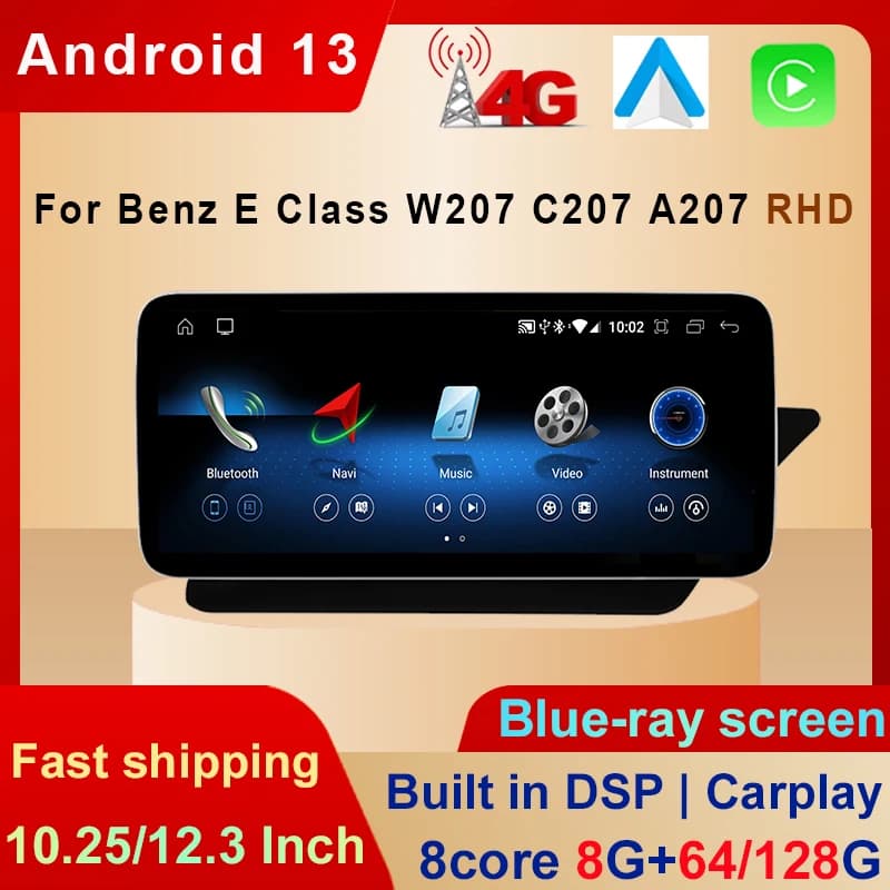 Autoradio Android 13 da 12,3 pollici 8Core 8 + 128G con GPS BT per Benz E Coupe 2 porte C207 E207 2009-2016 RHD Car Multimedia Stereo DSP