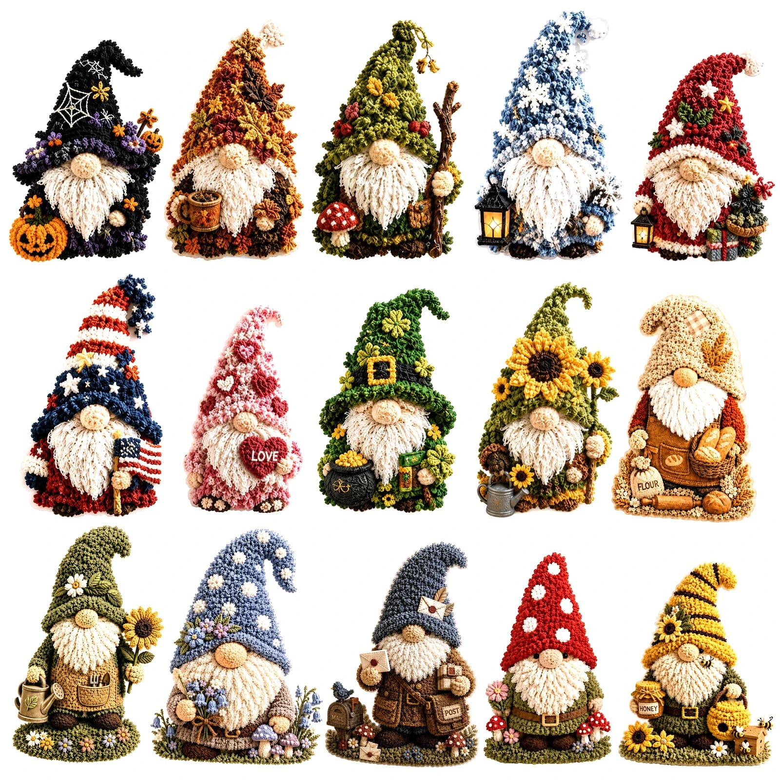 Gnome Punch Needle Set DIY 3D Fabric Seasonal Holiday Decoration No Sewing Adult Beginner Craft Kit