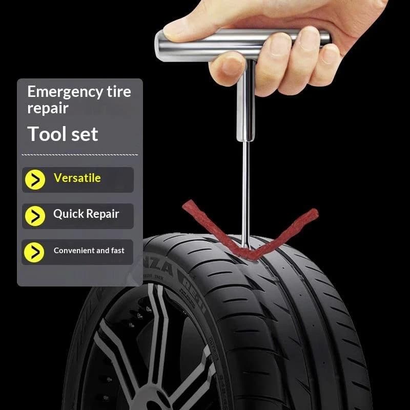 Set di Riparazione Pneumatici Auto 33/58 Pezzi, Attrezzi per Riparazione Forature, Kit di Emergenza per Auto, Furgoni, Moto e Biciclette, Set di Rivetti per Riparazione Pneumatici Tubeless Resistenti
