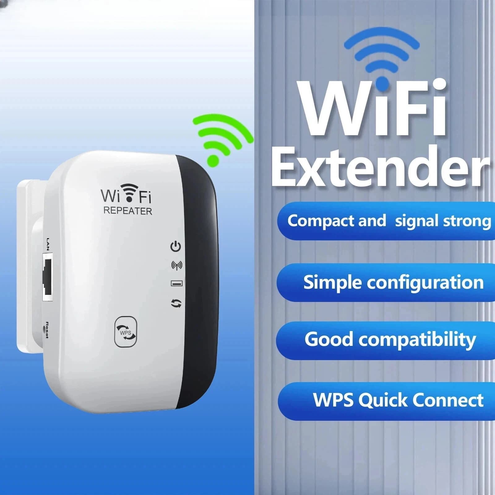 Ripetitore Wi-Fi 300Mbps Amplificatore Remoto 802.11N Booster di Segnale Wireless per Casa/Ufficio