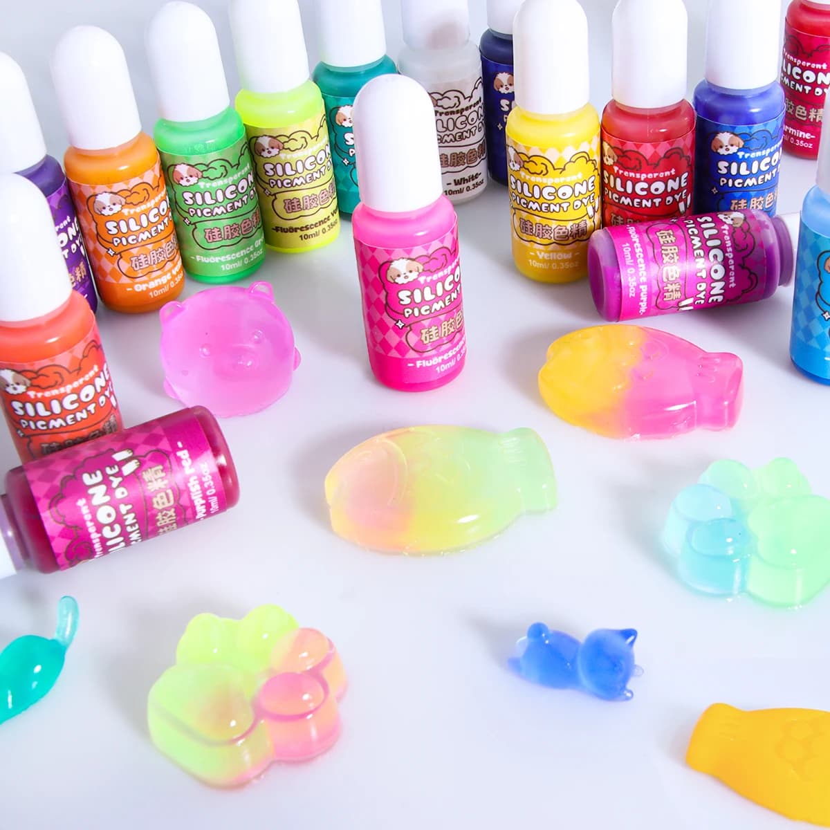Pasta Pigmentata in Silicone Liquido in 18 Colori, Colorante per Stampi in Silicone e Resina, per Fai da Te, 10ml/0,34oz per Flacone