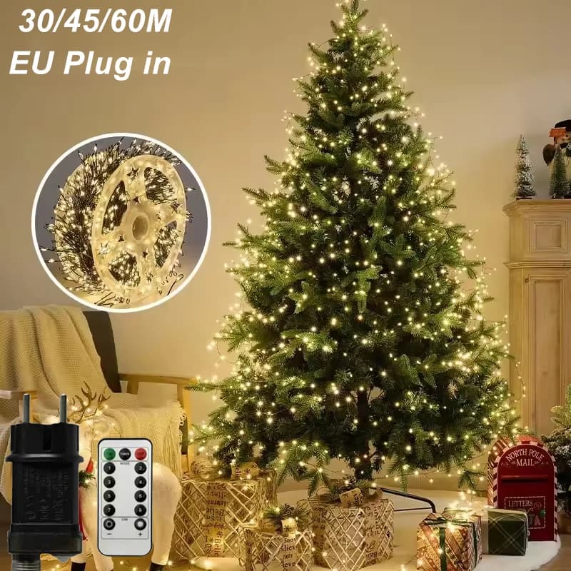 Luci a stringa LED UE 220V Bagliore caldo IP44 Impermeabile per piante da giardino Rami Luci decorative decorative per albero di Natale ornamentale