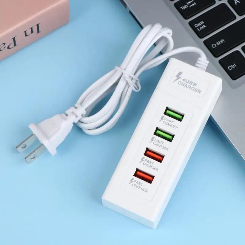 Caricatore USB a 4 Porte con Ricarica Rapida, Adattatore Multi-Splitter USB-C, Caricatore Portatile da Viaggio
