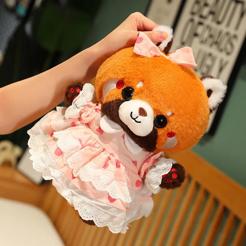 30cm Lovely Raccoon Turn Red Panda Cosplay Dress Up peluche farcito simpatici animali cane cuscino morbido per regali di compleanno