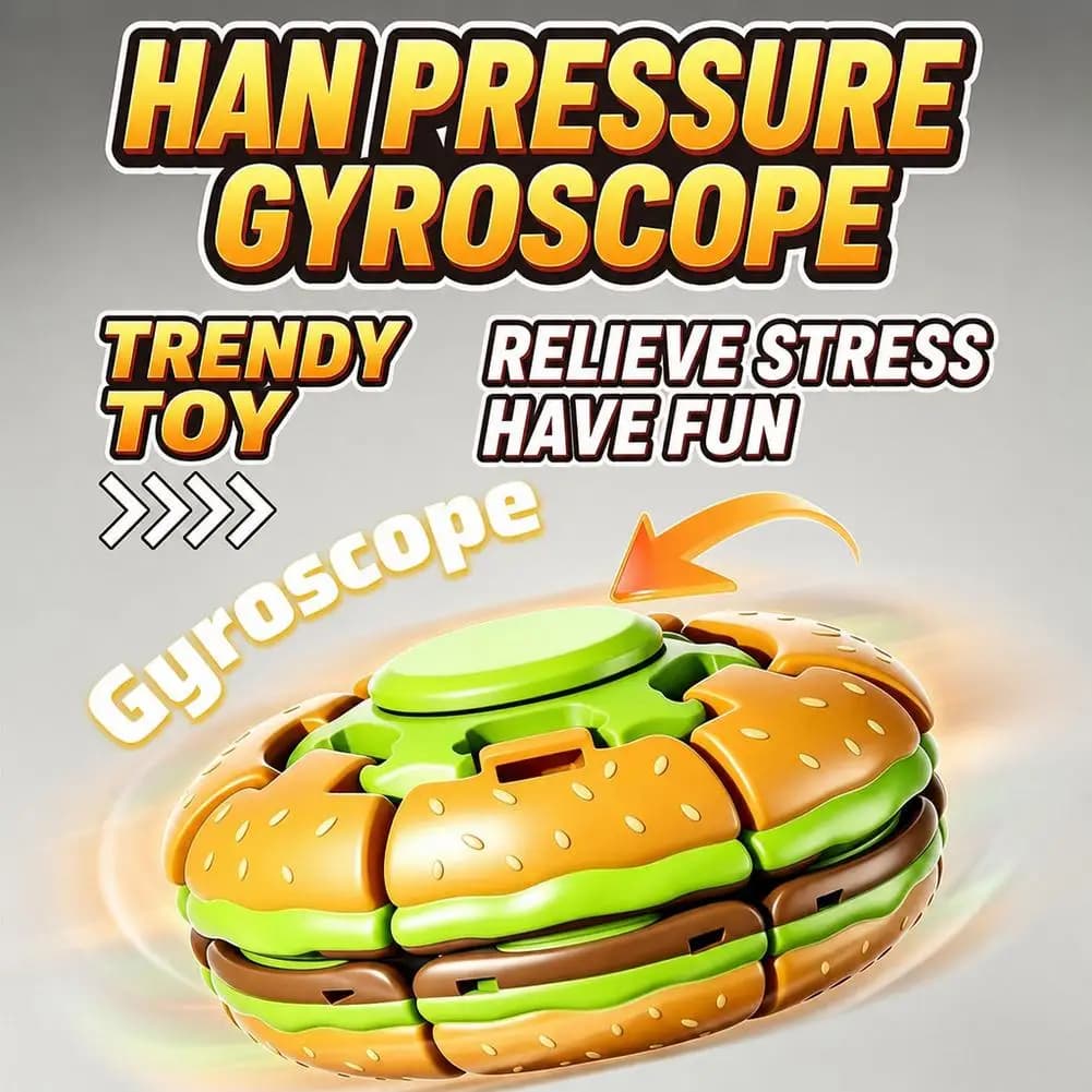 Hamburger Fidget Spinner Gyroscope Toy One Press Rotate Stress Relief Sensory Toy Portable Pocket Desk Fidget Toys For Adults