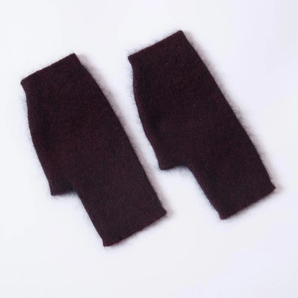 Fashion Soft Knitted Gloves Velvet Mink Cashmere Half Finger Gloves Wool Warm Mittens Writing