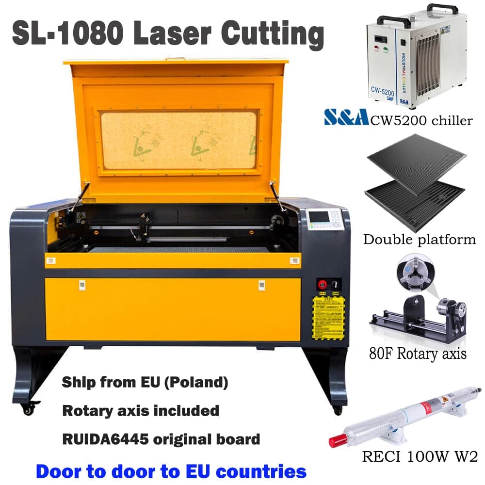 RECI 100W DPS SL-1080 Laser Engraving Machine CO2 Laser Cutting Machine with Auto Focus USB Incision Machine with DSP System