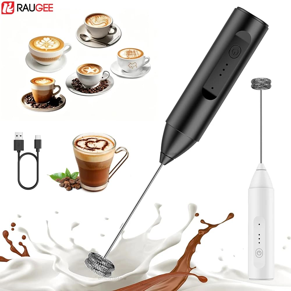 Electric Milk Frother Handheld Egg Beater Mini Milk Foamer USB Rechargeable Wireless Whisk Mixer Coffee Cappuccino Foam Maker