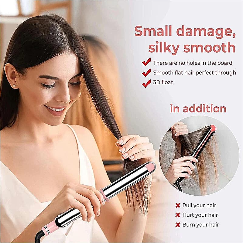 2-in-1 Hair Straightener and Curler, 1 Inch Professional Ceramic Ionic Flat Iron with 110V Voltage, Fast Heating Up Technology, Anti-Frizz & Scald-Proof Design, Salon-Quality Smooth Hair Results for Daily Styling, Home Use and Personal Grooming