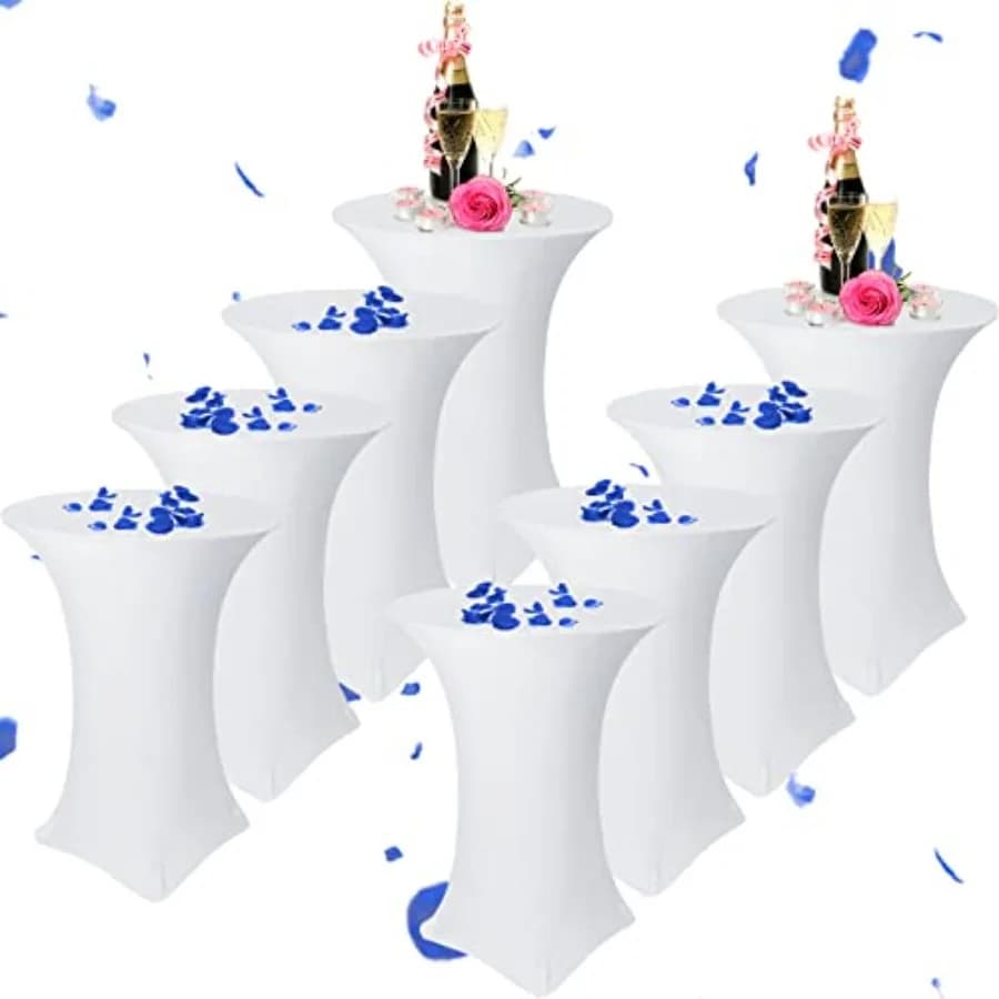 8 Confezioni di Copritavolo in Spandex per Cocktail da 32 x 43 Pollici, Copritavolo Rotondo Highboy, Tovaglia Elasticizzata Quadrata per Tavoli
