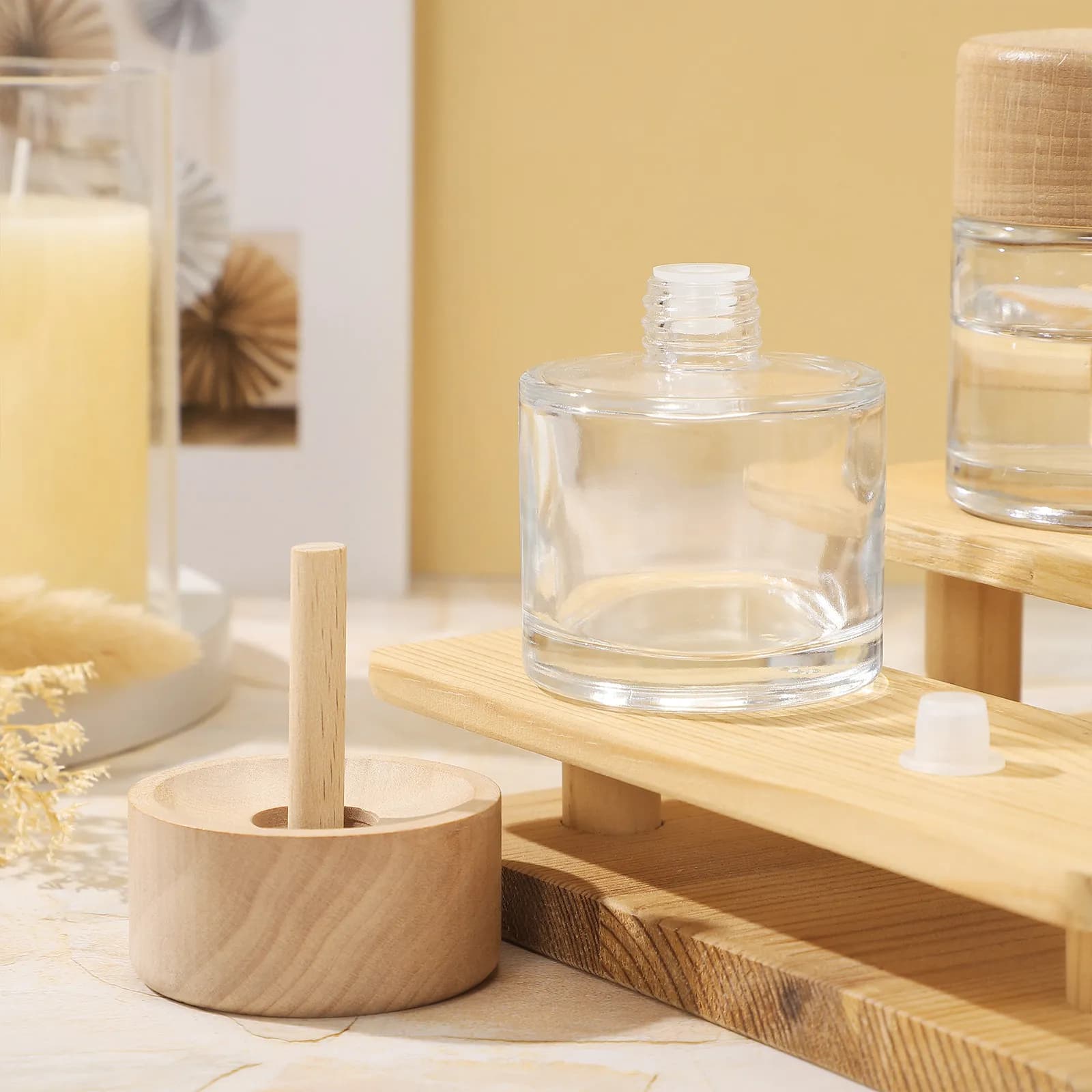 2pcs Glass Diffuser Bottles 50Ml Clear Empty Reed Vase For Essential Oil Bottle Decorative Room Home Bathroom Aroma Jar