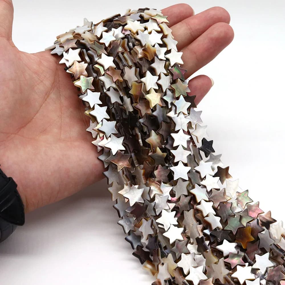 6-12mm a forma di stella perline di conchiglia nera naturale conchiglia di acqua di mare fori dritti perline allentate 1 filo collana creativa fai da te braccialetto regalo