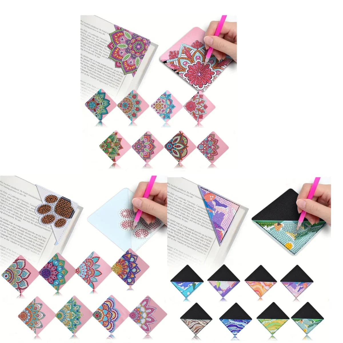 8 DIY Diamond Art Painting Set Bookmark Corners, with Mandala Patterns for Books, Notebooks, and Beloved by Readers