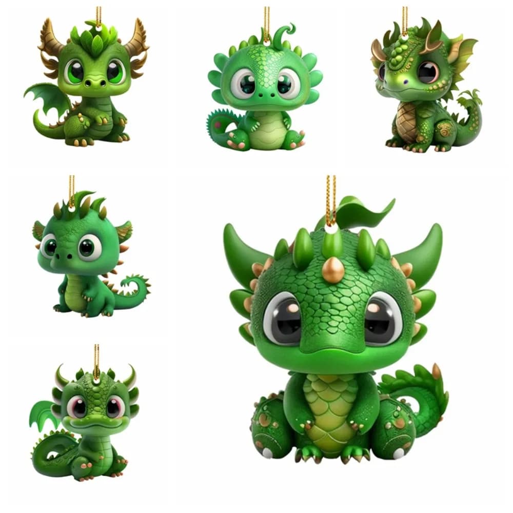Green Dragon Christmas Tree Dragon Pendant Xmas Party Decor Fly Dragon Baby Dragon Baby Cartoon Doll Animation Cartoon