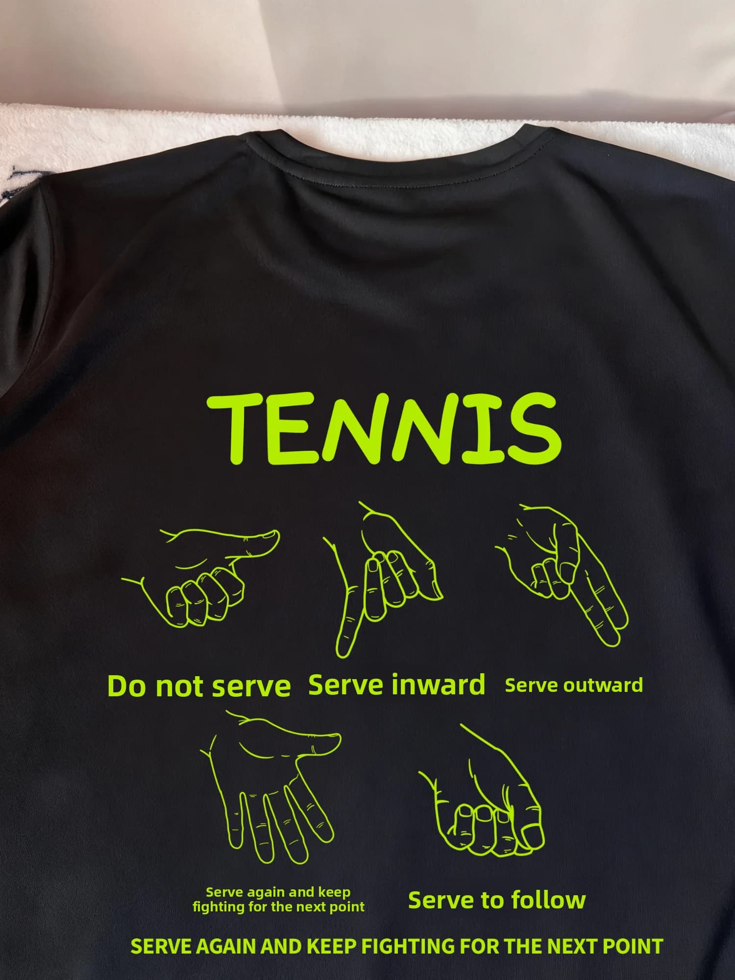 Sporty Quick Dry Loose Fit Large Size Short Sleeve T-Shirt Thin Breathable Top for Men And Women Tennis Gesture Printed